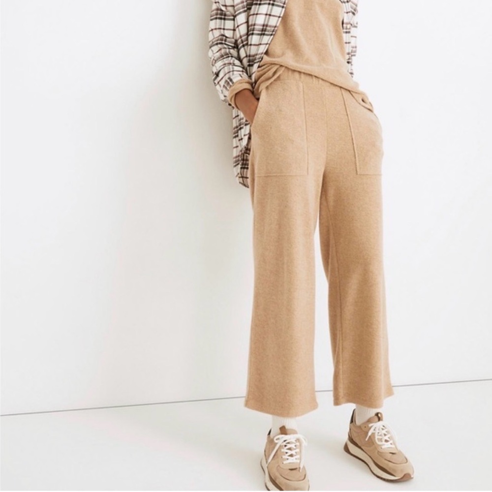 Madewell CozyBrushed Wide Leg Sweatpants Tan Lounge Pants Large